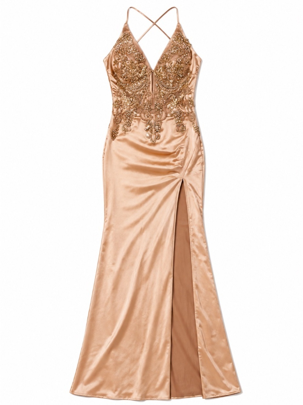 Iris • Gold • Jeweled • Formal • Prom Gown • Medium